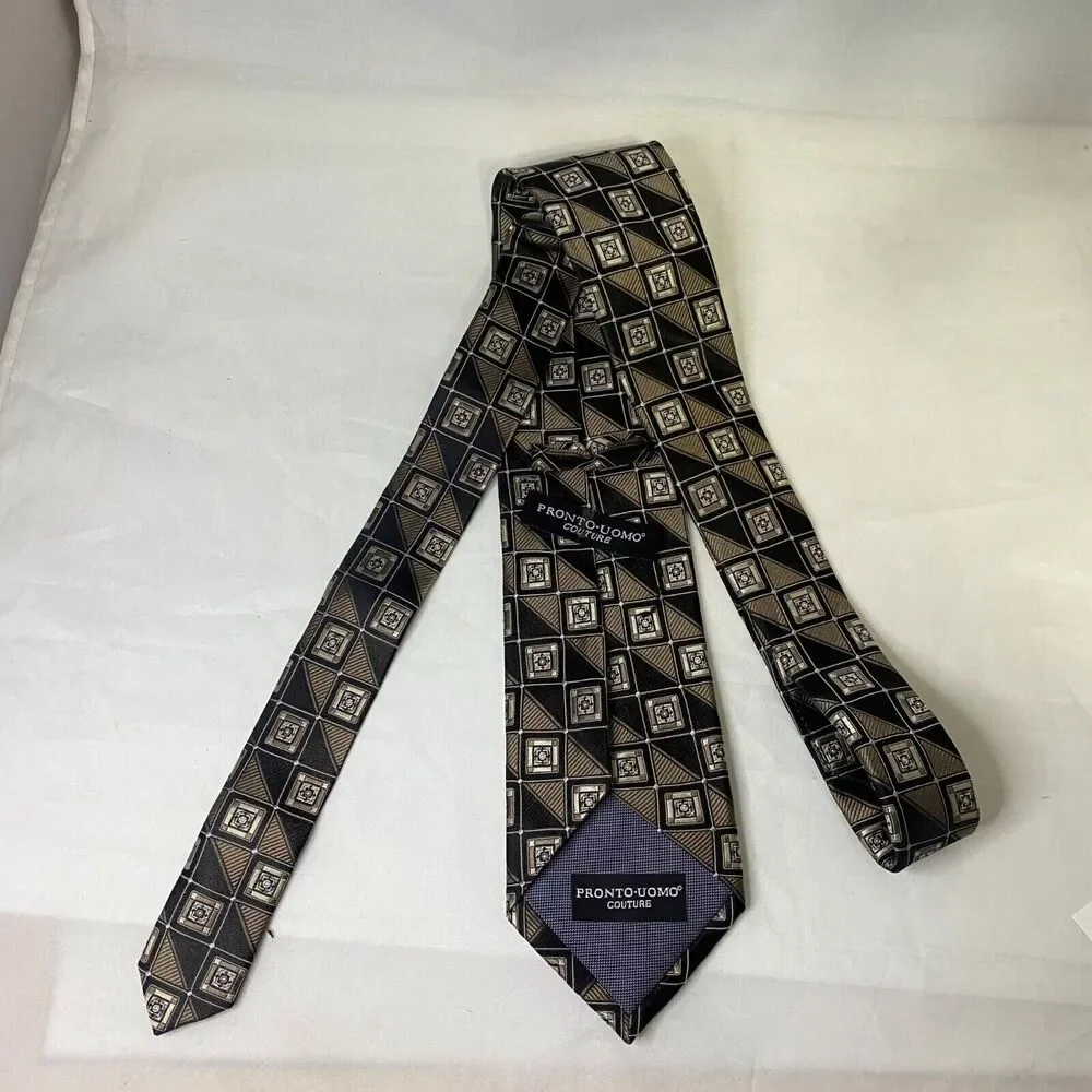 #6601 Pronto-uomo Couture Bronze and Black Mens Necktie, Tie